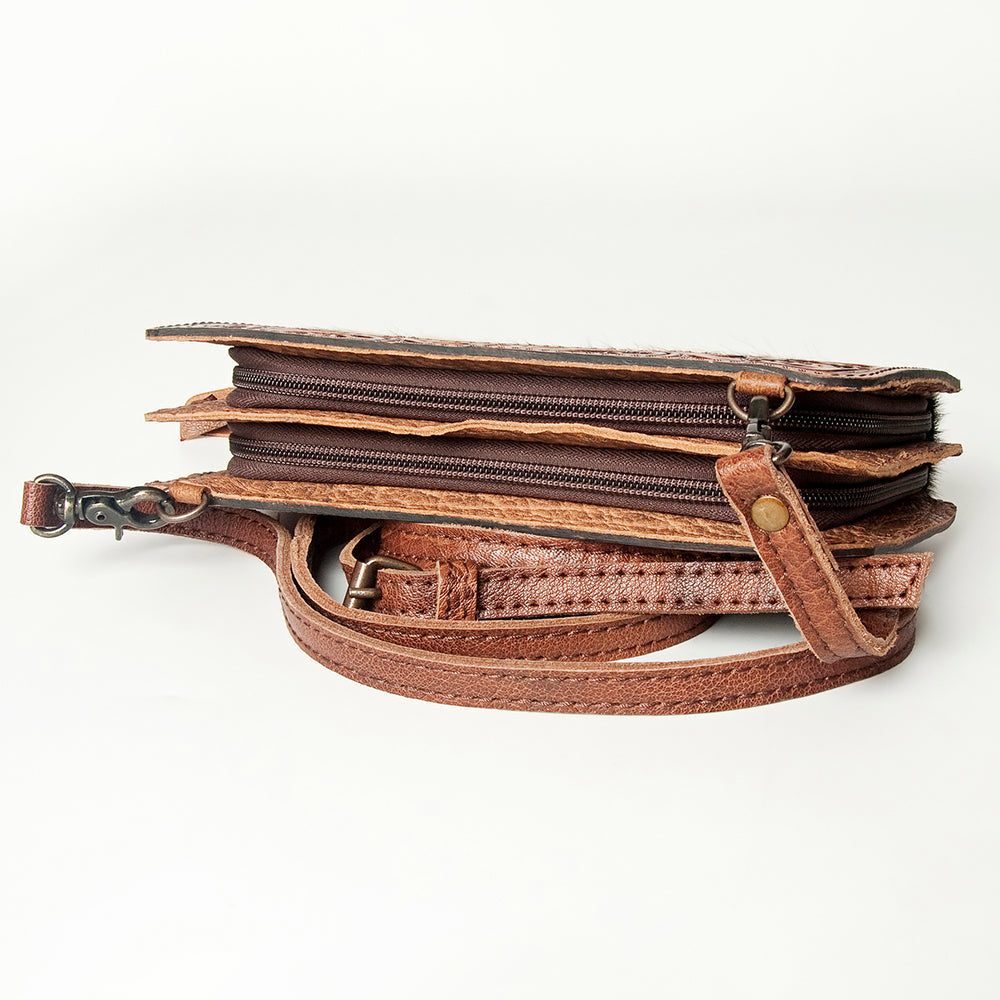 American Darling ADBG806 Clutch Hand Tooled Hair-On Genuine Leather Women Bag Western Handbag Purse