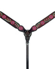 Bar H Equine Horse Leather Floral Hand Painted Breast Collar Brown