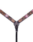 Bar H Equine Premium Hand Tooled Leather Wither Strap Breast Collar Stainless Steel Hardware Brown