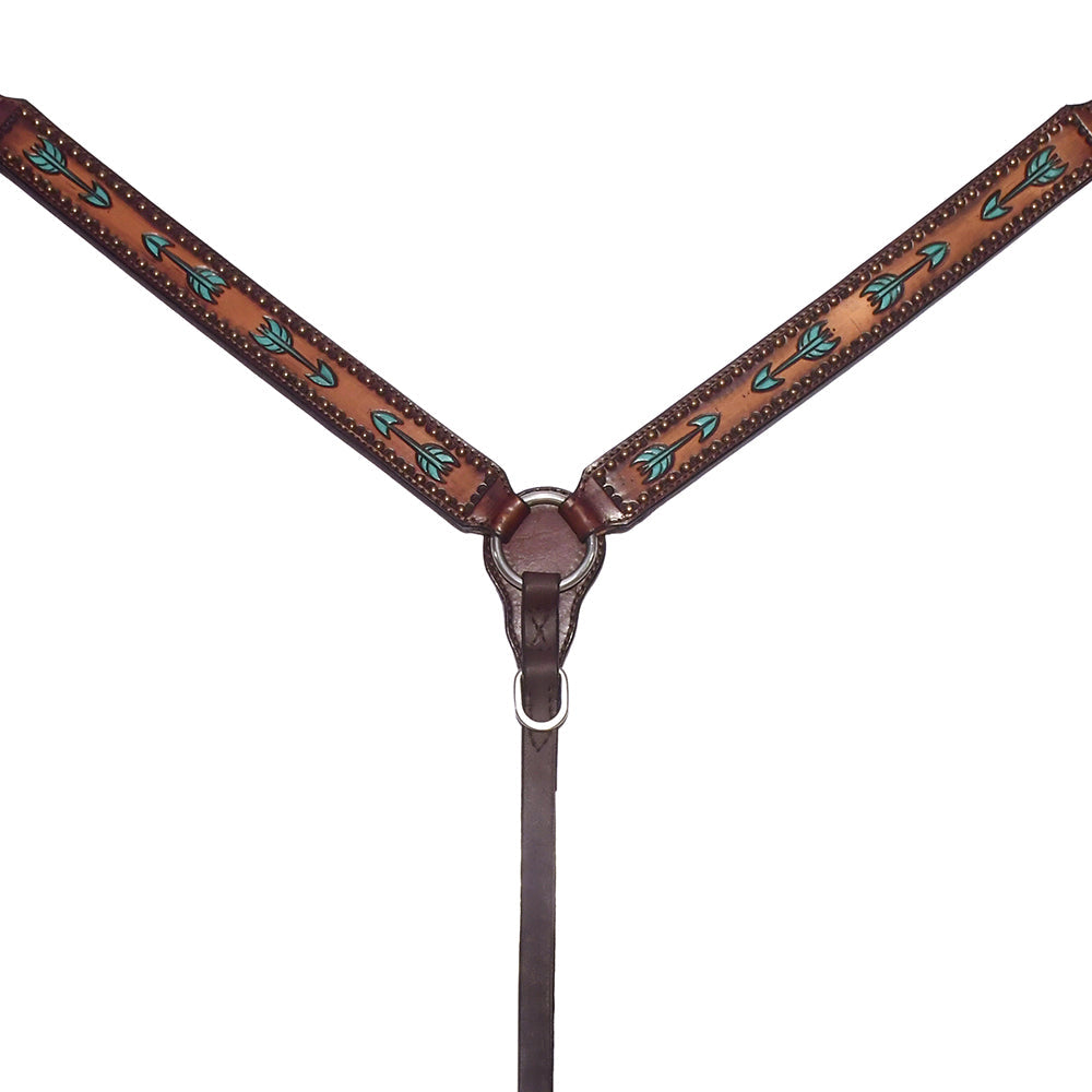 Bar H Equine Austin Arrow Spotted Leather One Ear Headstall Brown