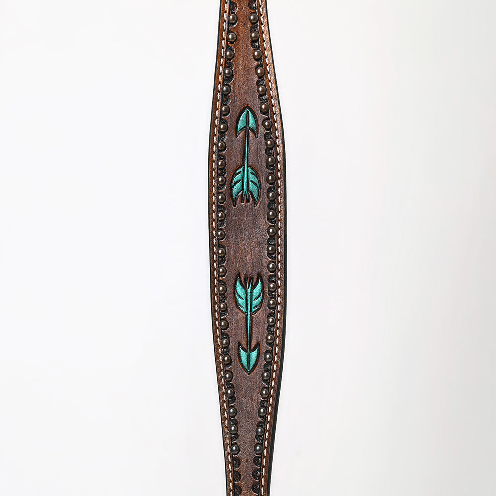 Bar H Equine Austin Arrow Spotted Leather One Ear Headstall Brown