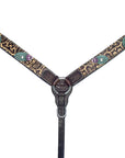Bar H Equine Premium Hand Tooled Leather Stainless Steel Hardware Breast Collar Brown