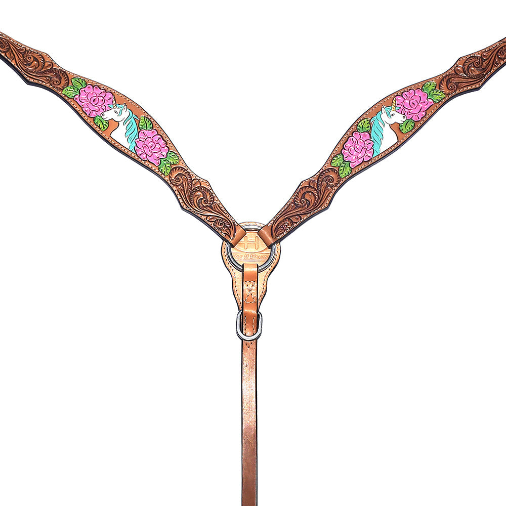Bar H Equine Belle Unicorn Leather One Ear Headstall Tan