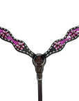 Bar H Equine Genuine Western American Leather Horse Premium Headstall & Breast Collar Set
