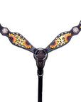 Bar H Equine Genuine Western American Leather Horse Premium Headstall & Breast Collar Set