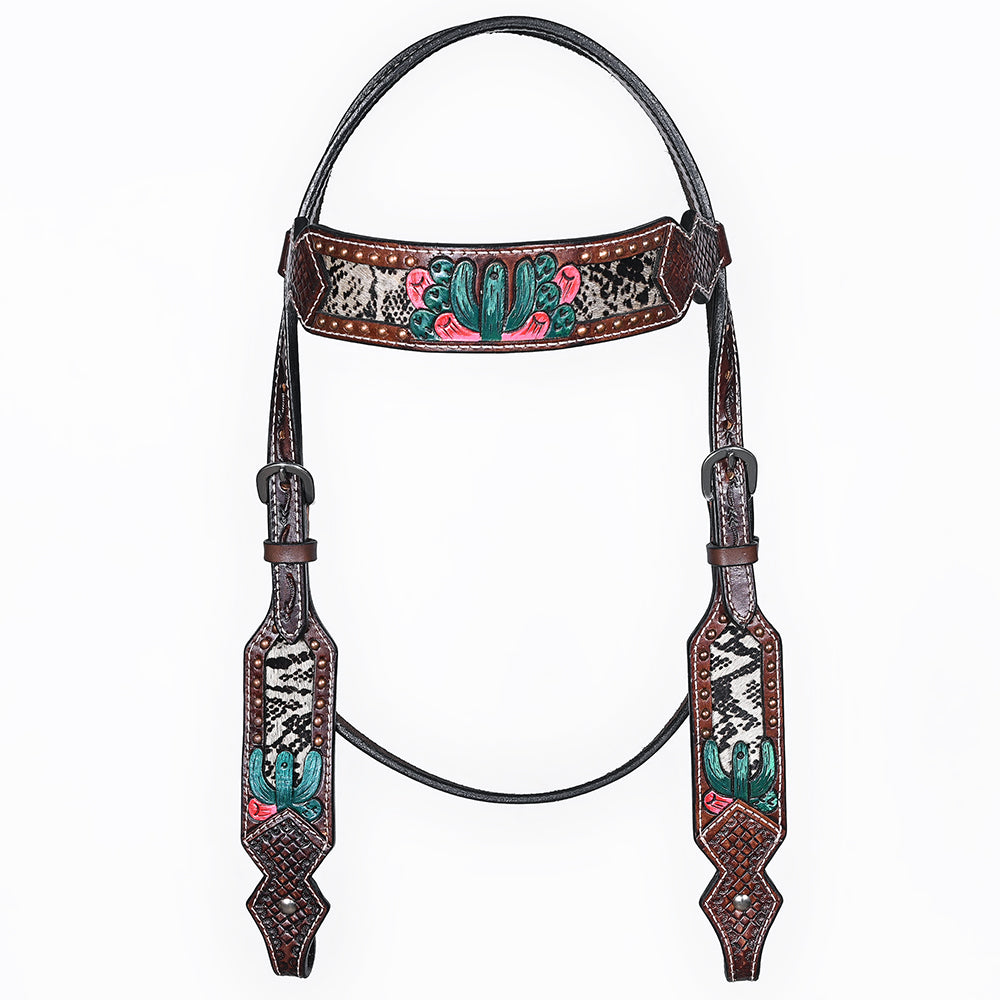 Bar H Equine American Leather Horse Saddle Tack One Ear Headstall | Breast Collar | Browband Headstall | Wither Strap | Tack Set for Horses BER170