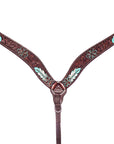 Bar H Equine Genuine Western American Leather Horse Premium Headstall & Breast Collar Set