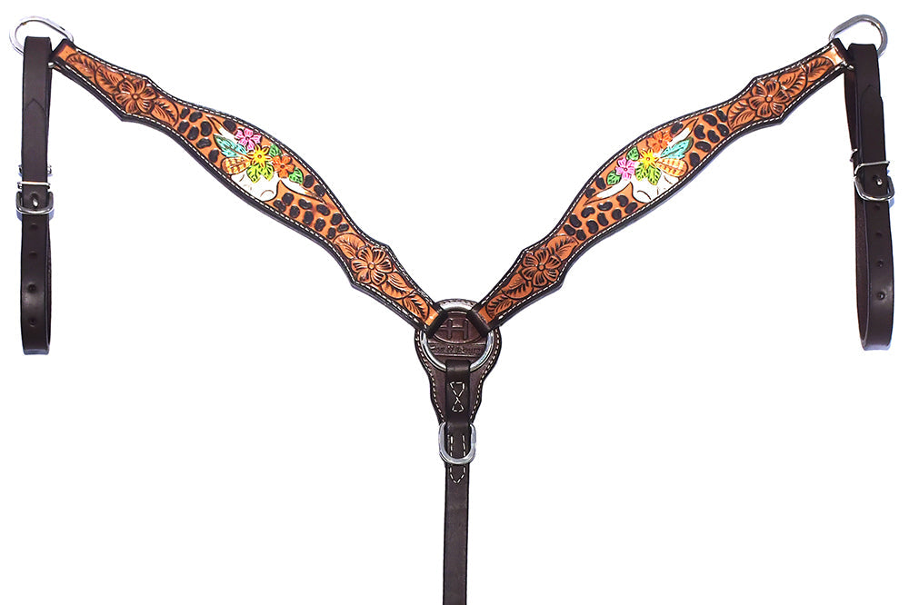 Bar H Equine American Leather Horse Saddle Tack One Ear Headstall | Breast Collar | Browband Headstall | Wither Strap | Tack Set for Horses BER180
