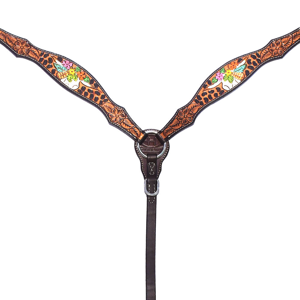 Bar H Equine American Leather Horse Saddle Tack One Ear Headstall | Breast Collar | Browband Headstall | Wither Strap | Tack Set for Horses BER180