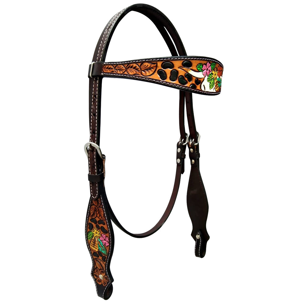 Bar H Equine American Leather Horse Saddle Tack One Ear Headstall | Breast Collar | Browband Headstall | Wither Strap | Tack Set for Horses BER180