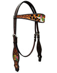 Bar H Equine American Leather Horse Saddle Tack One Ear Headstall | Breast Collar | Browband Headstall | Wither Strap | Tack Set for Horses BER180