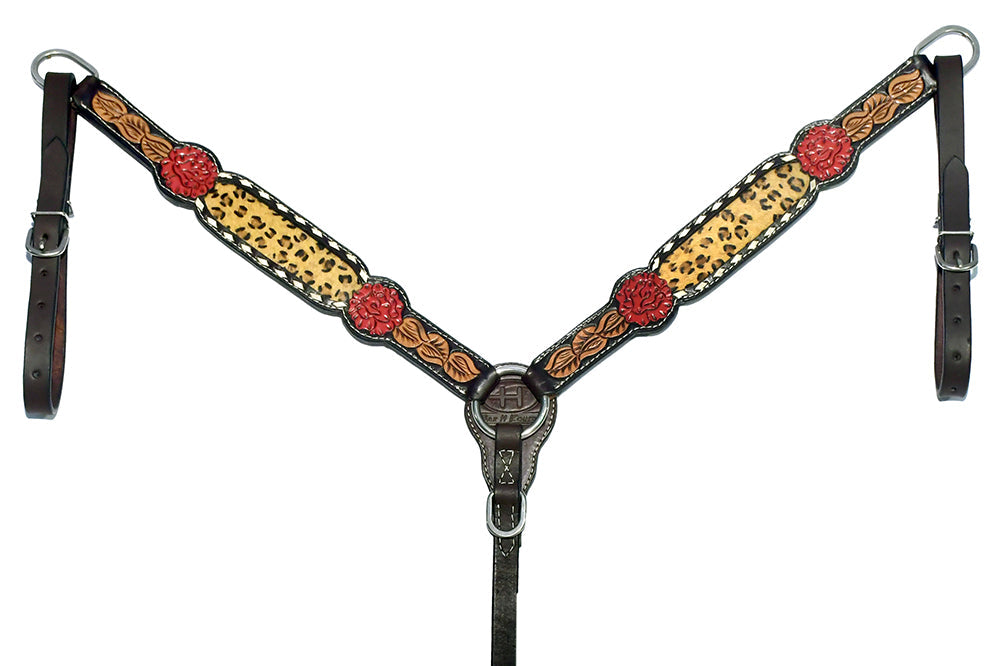 Bar H Equine Western Horse Floral Cheetah Print Genuine American Leather Tack Set