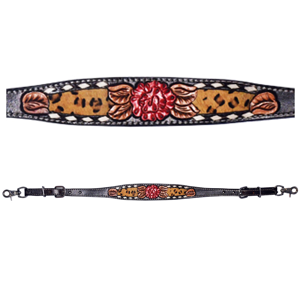Bar H Equine Western Horse Floral Cheetah Print Genuine American Leather Tack Set