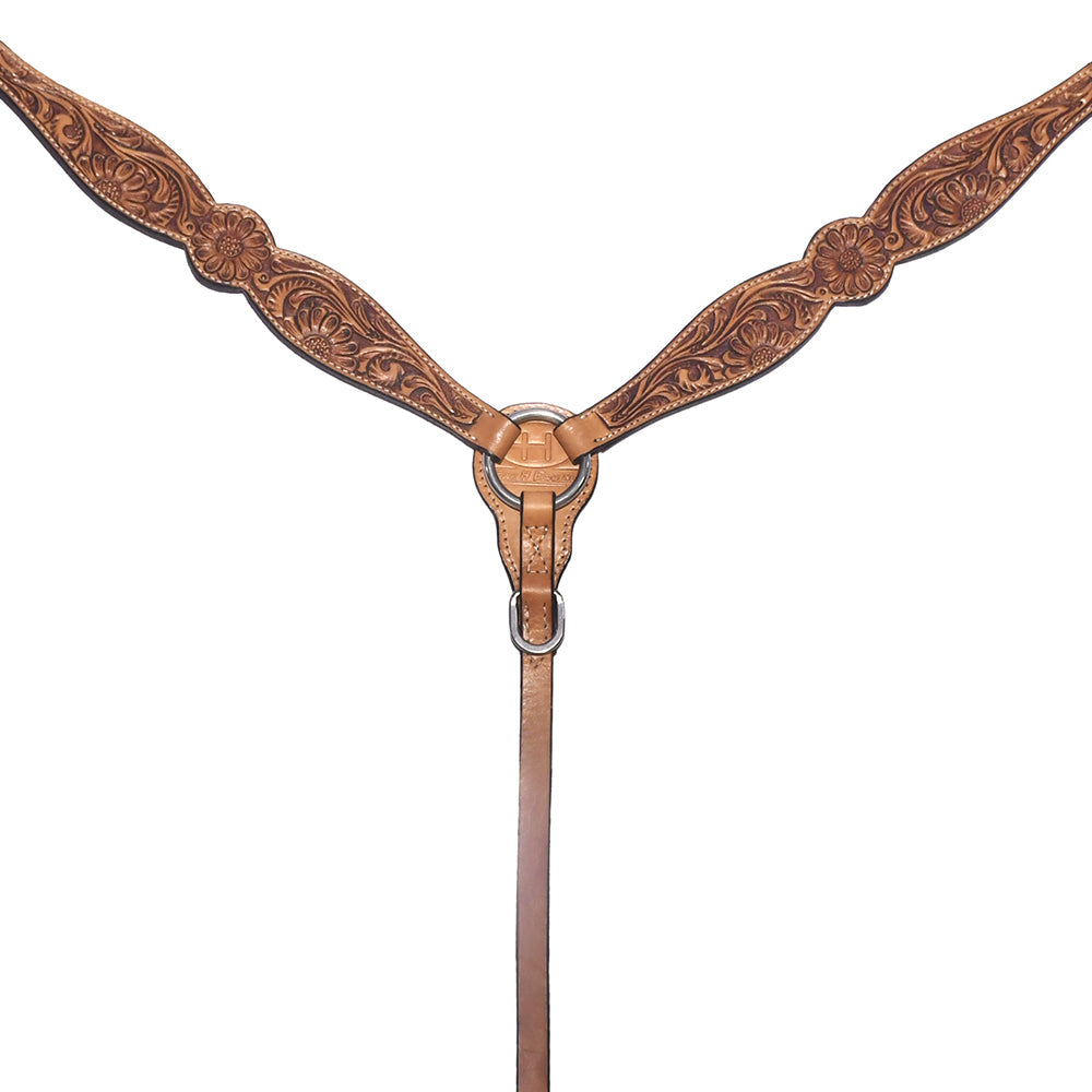 Bar H Equine Genuine Western American Leather Horse Premium Headstall &amp; Breast Collar Set