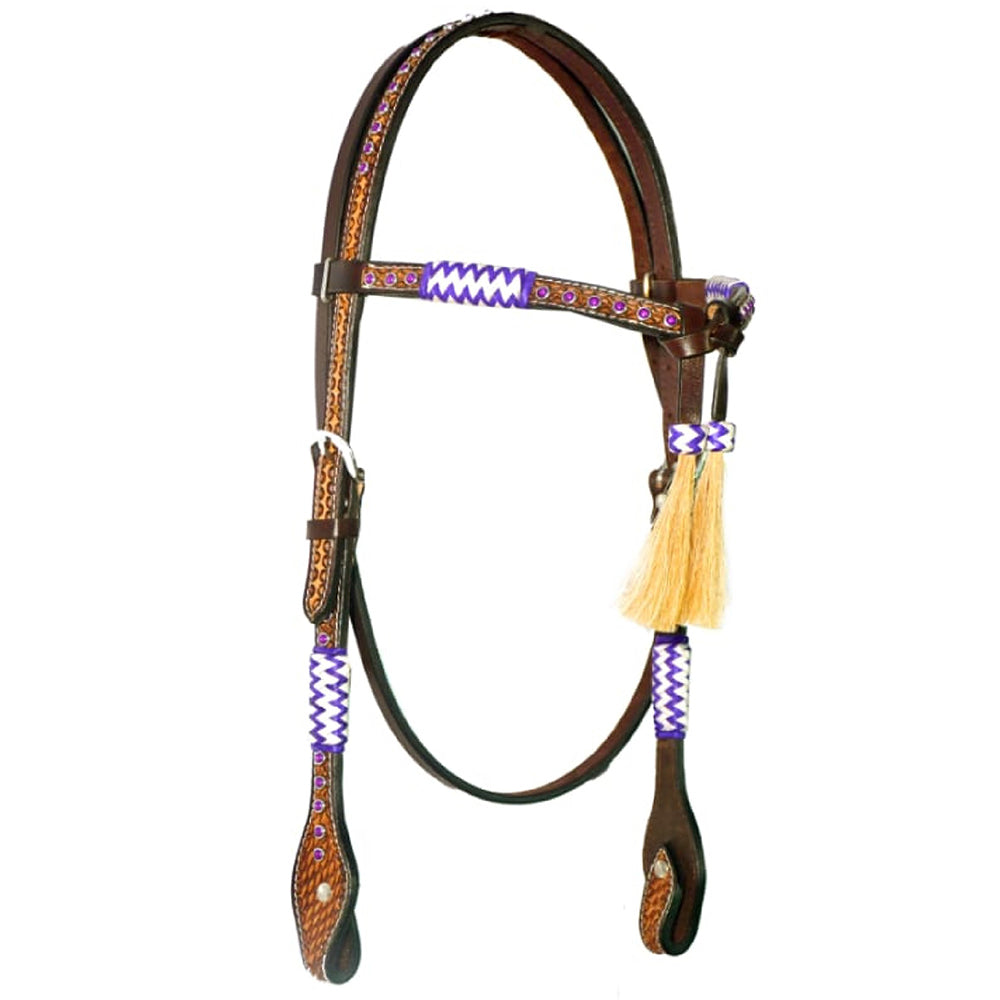 Bar H Equine Genuine Western American Leather Horse Premium Headstall &amp; Breast Collar Set