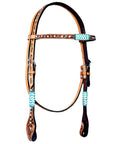 Bar H Equine American Leather Horse Saddle Tack One Ear Headstall | Breast Collar | Browband Headstall | Wither Strap | Tack Set BER209
