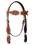 Bar H Equine Western Horse Floral Rawhide Genuine American Leather Tack Set