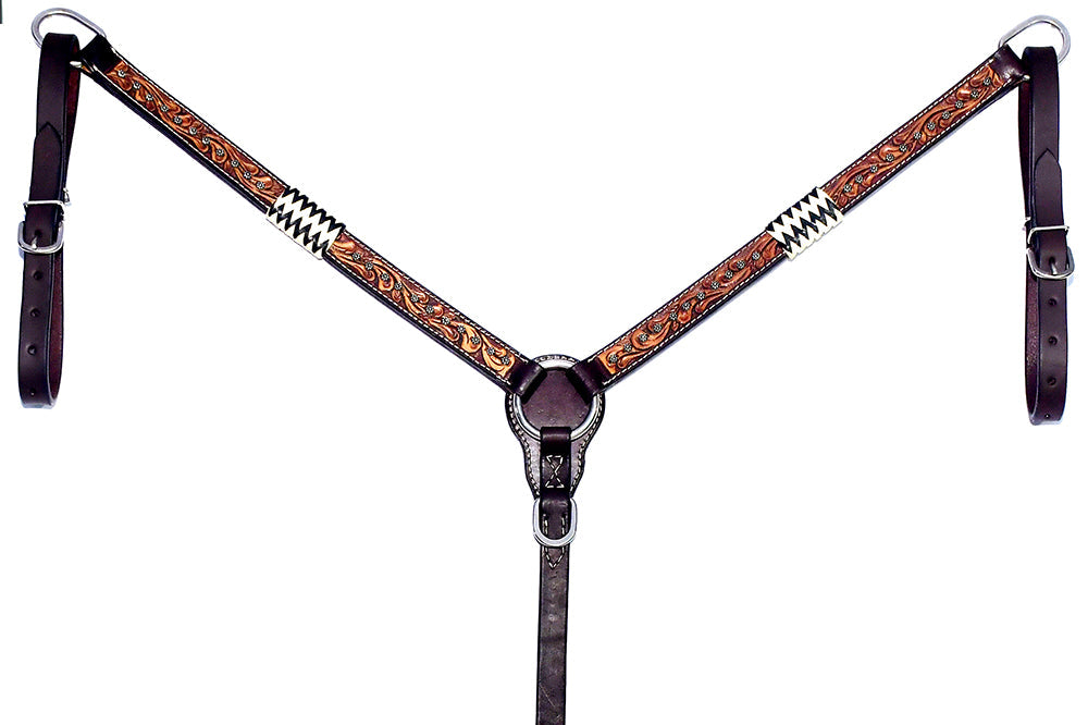 Bar H Equine American Leather Horse Saddle Tack One Ear Headstall | Breast Collar | Browband Headstall | Wither Strap | Tack Set BER213