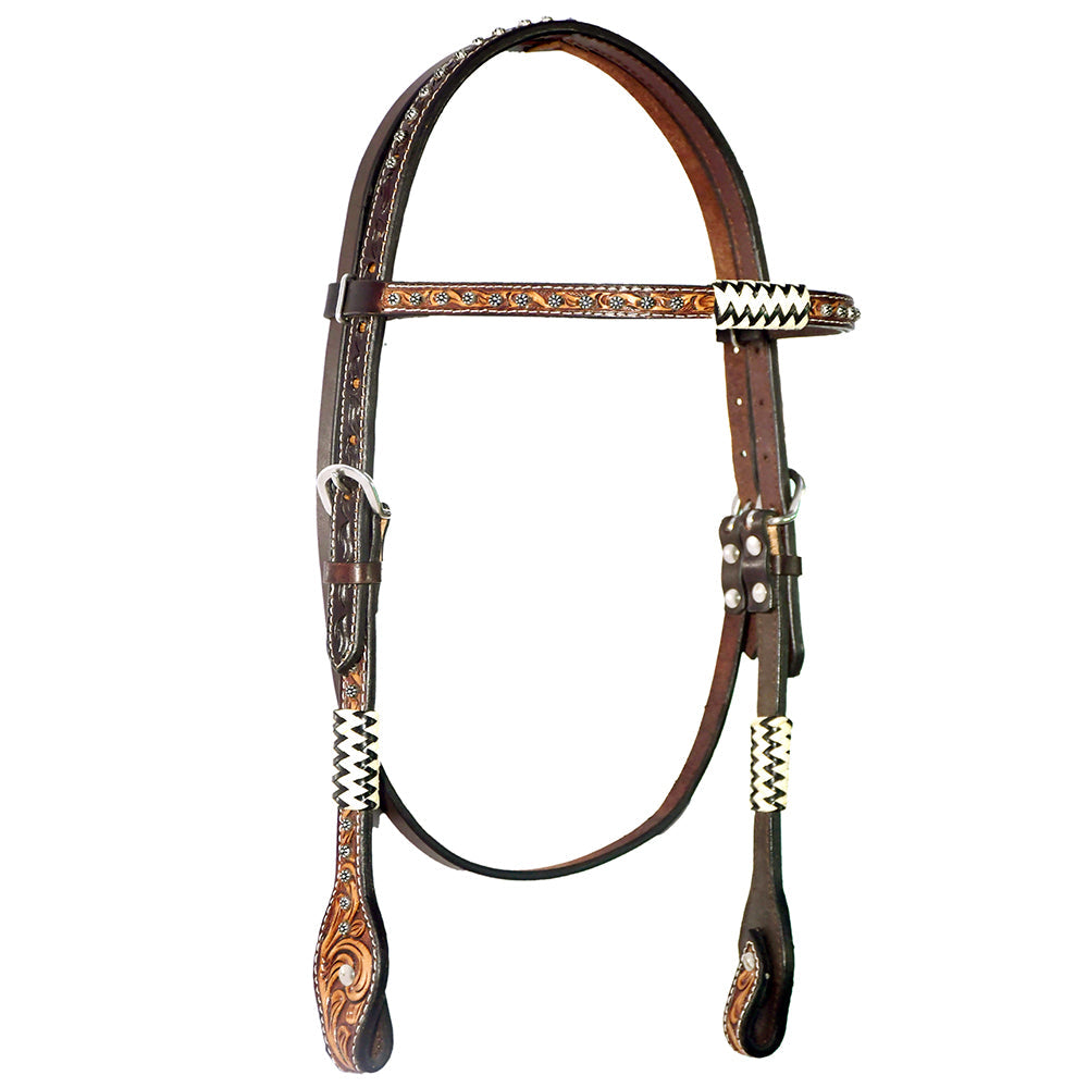 Bar H Equine American Leather Horse Saddle Tack One Ear Headstall | Breast Collar | Browband Headstall | Wither Strap | Tack Set BER213