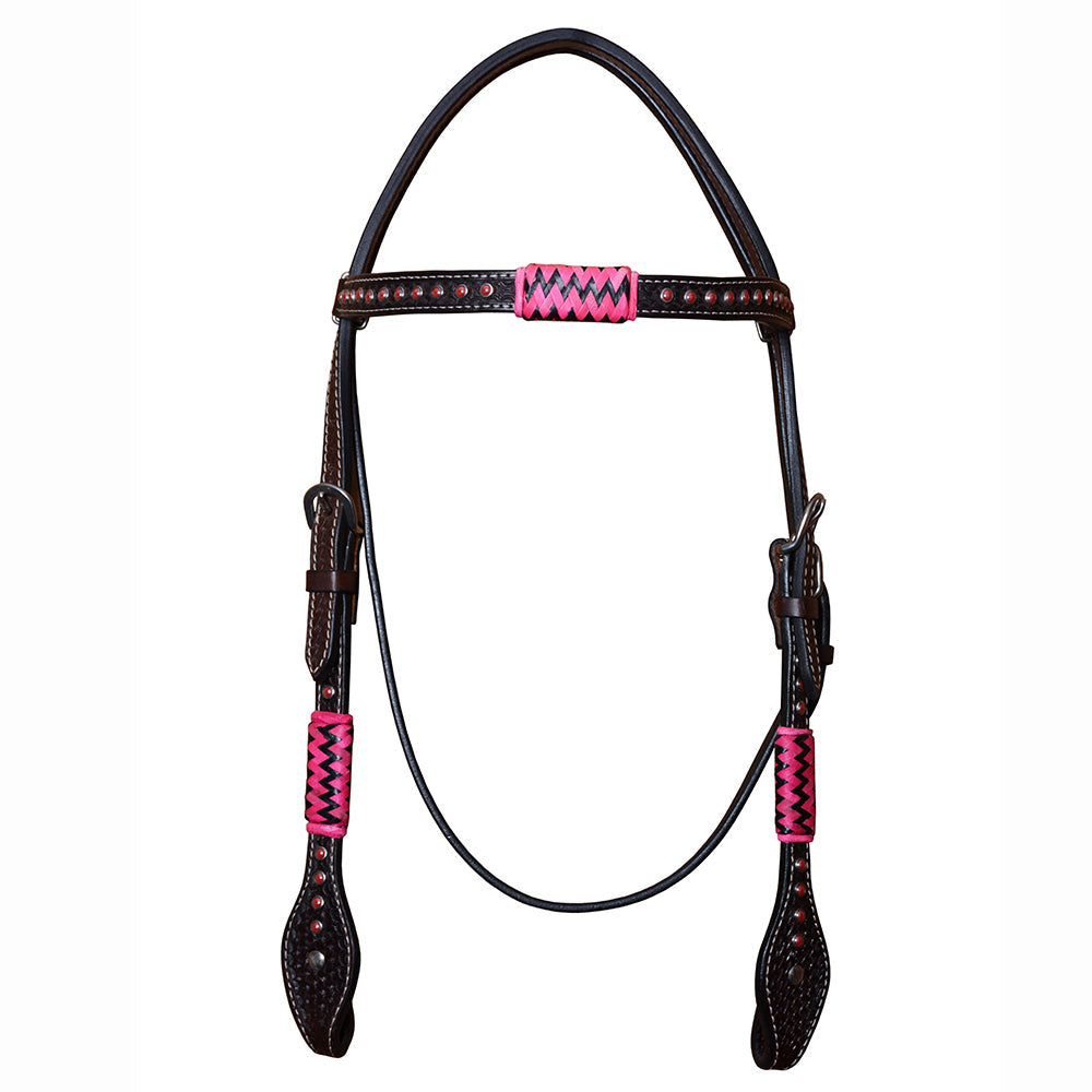 Bar H Equine Genuine Western American Leather Horse Premium Headstall &amp; Breast Collar Set