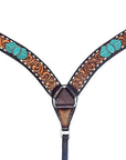 Bar H Equine Genuine Western American Leather Horse Premium Headstall & Breast Collar Set
