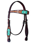 Bar H Equine Genuine Western American Leather Horse Premium Headstall & Breast Collar Set