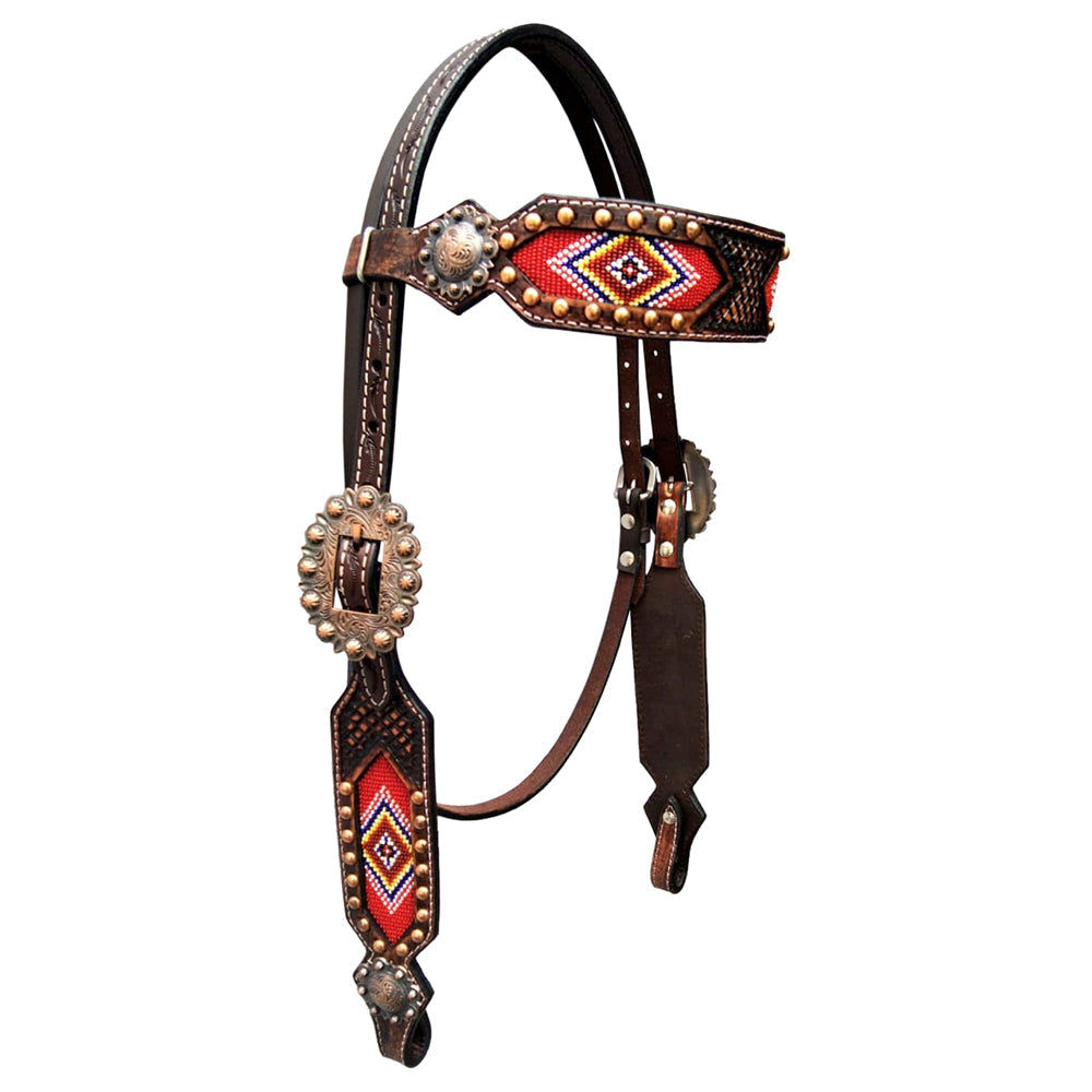 BAR H EQUINE Western Leather Horse Headstall &amp; Breast Collar &amp; Wither Strap