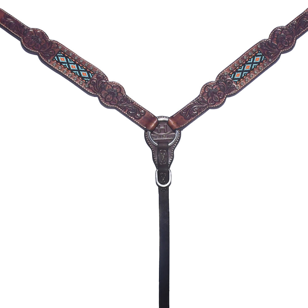 Bar H Equine American Leather Horse Saddle Tack One Ear Headstall | Breast Collar | Browband Headstall | Wither Strap | Tack Set BER229