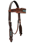 Bar H Equine American Leather Horse Saddle Tack One Ear Headstall | Breast Collar | Browband Headstall | Wither Strap | Tack Set BER229
