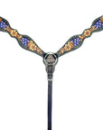 Bar H Equine Western Horse Floral Genuine American Leather Tack Set Brown