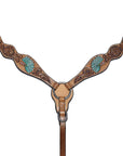 Bar H Equine Genuine Western American Leather Horse Premium Headstall & Breast Collar Set