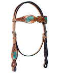 Bar H Equine Genuine Western American Leather Horse Premium Headstall & Breast Collar Set