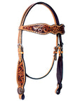 Bar H Equine Genuine Western American Leather Horse Premium Headstall & Breast Collar Set