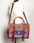 American Darling Tote Hand Tooled Hair On Genuine Leather Women Bag Western Handbag Purse