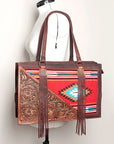 American Darling Hand Tooled Hair On Genuine Leather Women Bag Western Handbag Purse