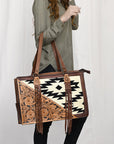 American Darling Hand Tooled Hair On Genuine Leather Women Bag Western Handbag Purse