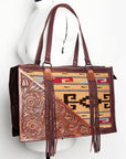 American Darling Hand Tooled Hair On Genuine Leather Women Bag Western Handbag Purse