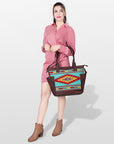 American Darling TOTE Upcycled Wool Genuine Leather women bag western handbag purse