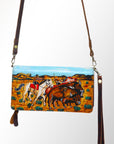 American Darling Organiser Hair-On Hand Tooled Genuine Leather Women Bag Western Handbag Purse