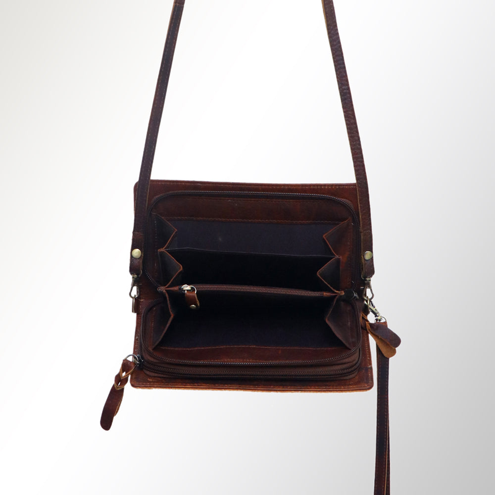 American Darling Organiser Hair-On Hand Tooled Genuine Leather Women Bag Western Handbag Purse