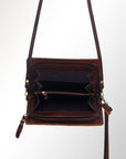 American Darling Organiser Hair-On Hand Tooled Genuine Leather Women Bag Western Handbag Purse