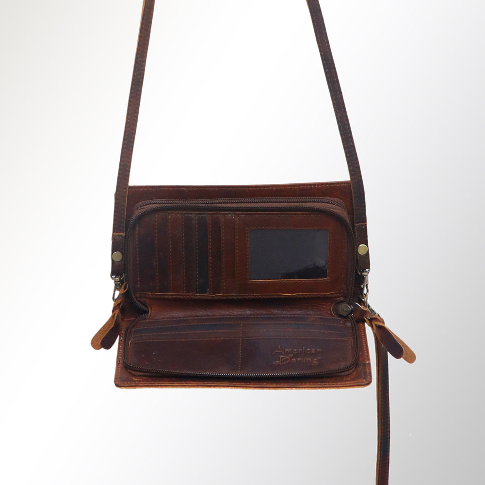 American Darling Organiser Hair-On Hand Tooled Genuine Leather Women Bag Western Handbag Purse