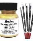 1 Oz Angelus Pearlescent Leather Paint 7 Color Set W/ 5 Pc Brush Set