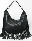 Spaghetti Western Swc127Blk Hobo Vintage Handmade Drum Dyed Genuine European Cowhide Leather Women Bag Western Handbag Purse