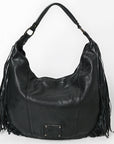 Spaghetti Western Swc127Blk Hobo Vintage Handmade Drum Dyed Genuine European Cowhide Leather Women Bag Western Handbag Purse