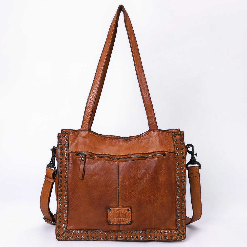 Spaghetti Western Swc133Tan Tote Vintage Handmade Drum Dyed Genuine European Cowhide Leather Women Bag Western Handbag Purse