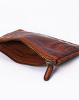 Spaghetti Western Swc146Acg Card-Holder Vintage Handmade Drum Dyed Genuine European Cowhide Leather Women Bag Western Handbag Purse