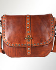 Spaghetti Western Swc155Tan Envelope Vintage Handmade Drum Dyed Genuine European Cowhide Leather Women Bag Western Handbag Purse