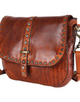 Spaghetti Western Swc155Tan Envelope Vintage Handmade Drum Dyed Genuine European Cowhide Leather Women Bag Western Handbag Purse