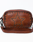 Spaghetti Western Swc166Cg Small Crossbody Vintage Handmade Drum Dyed Genuine European Cowhide Leather Women Bag Western Handbag Purse